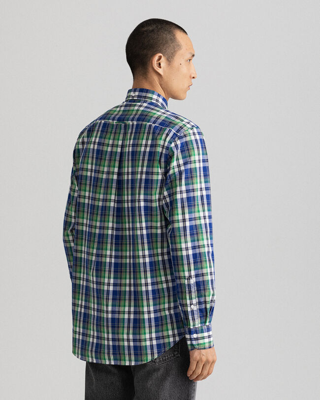 Regular Fit Karohemd aus gewaschenem Popeline