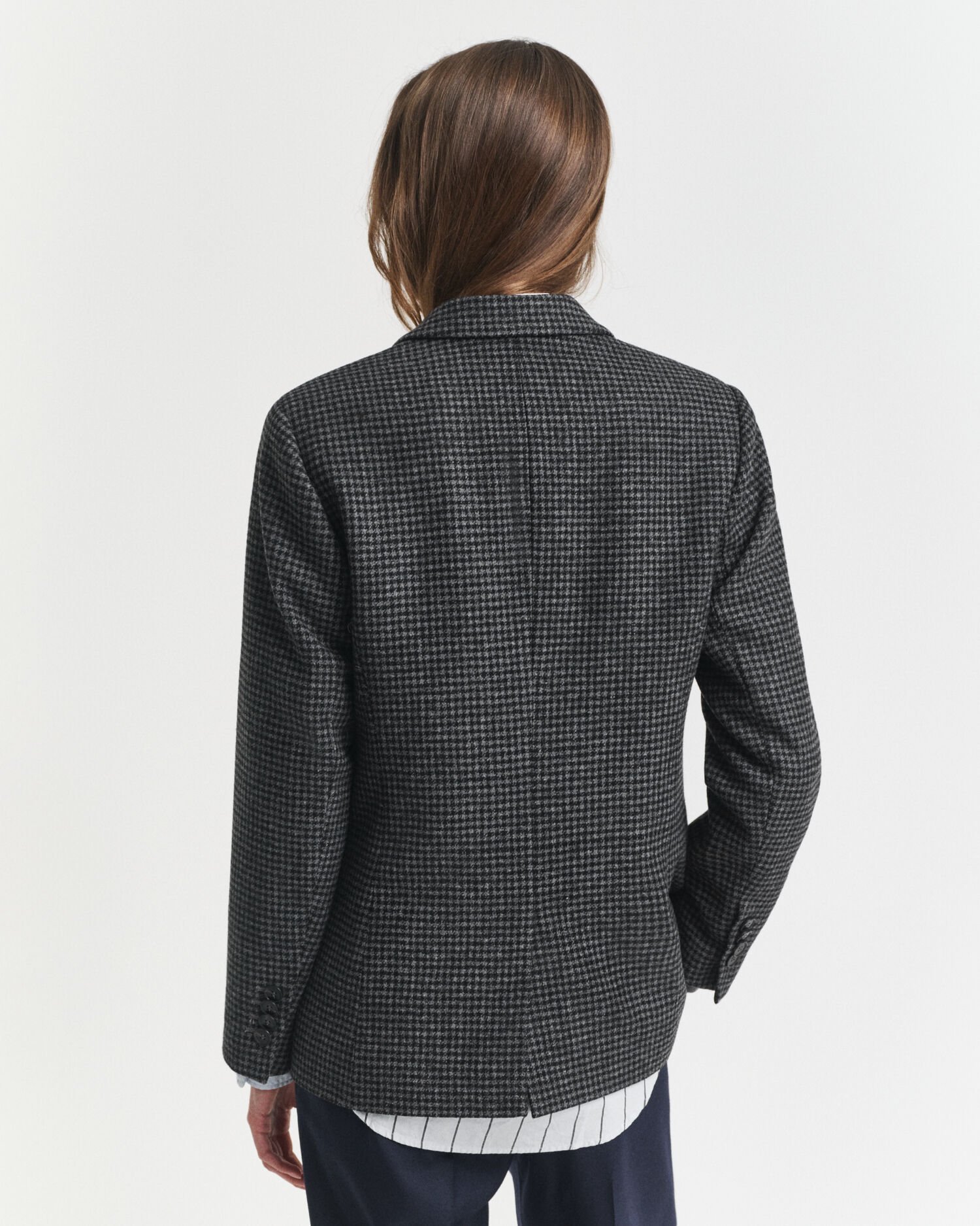 Regular Fit Houndstooth Blazer aus Wolle