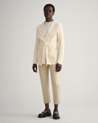 Wickelstrickjacke mit Zopfmuster