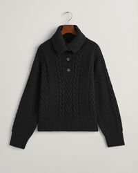 Zopfstrick Rollkragenpullover mit Knöpfen