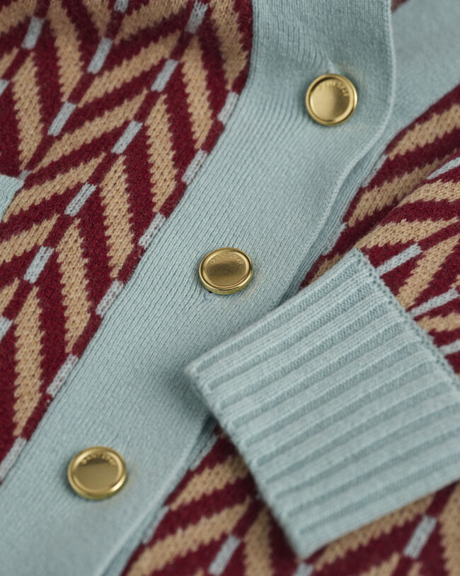 Mehrfarbige Strickjacke mit Fischgr&auml;tmuster