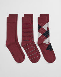 3er-Pack Socken Argyle & Streifen
