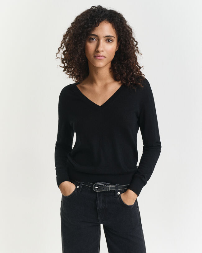 V-Neck Pullover aus extra feiner Merinowolle