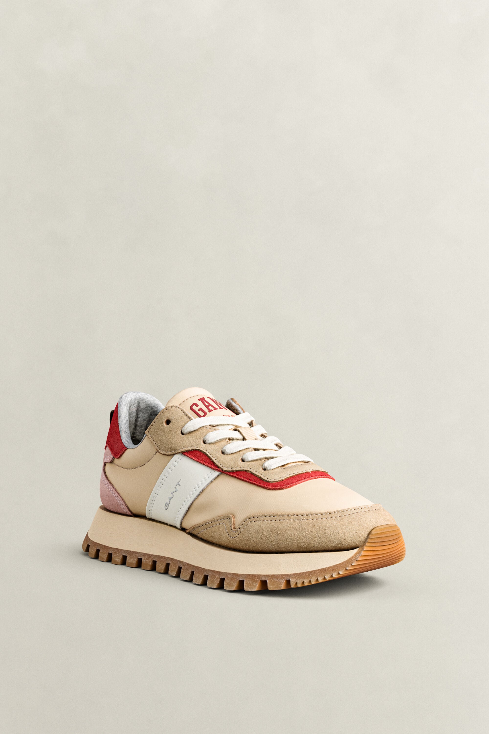 Caffay Suede Nylon Sneakers — FADED BEIGE
