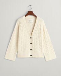 V-Neck Strickjacke mit Fischgr&auml;tmuster