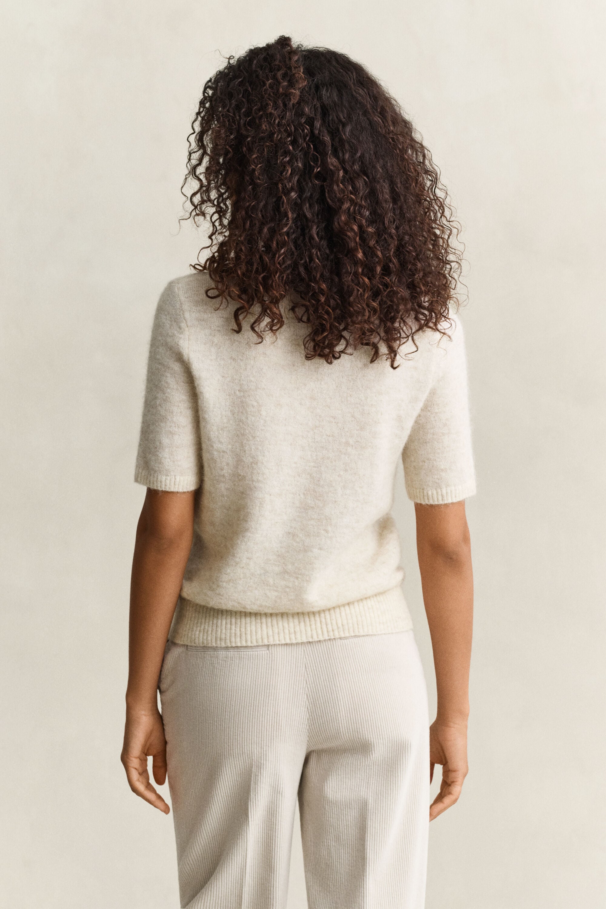 Kurzarmpullover aus Alpakawollgemisch — LIGHT BEIGE MELANGE