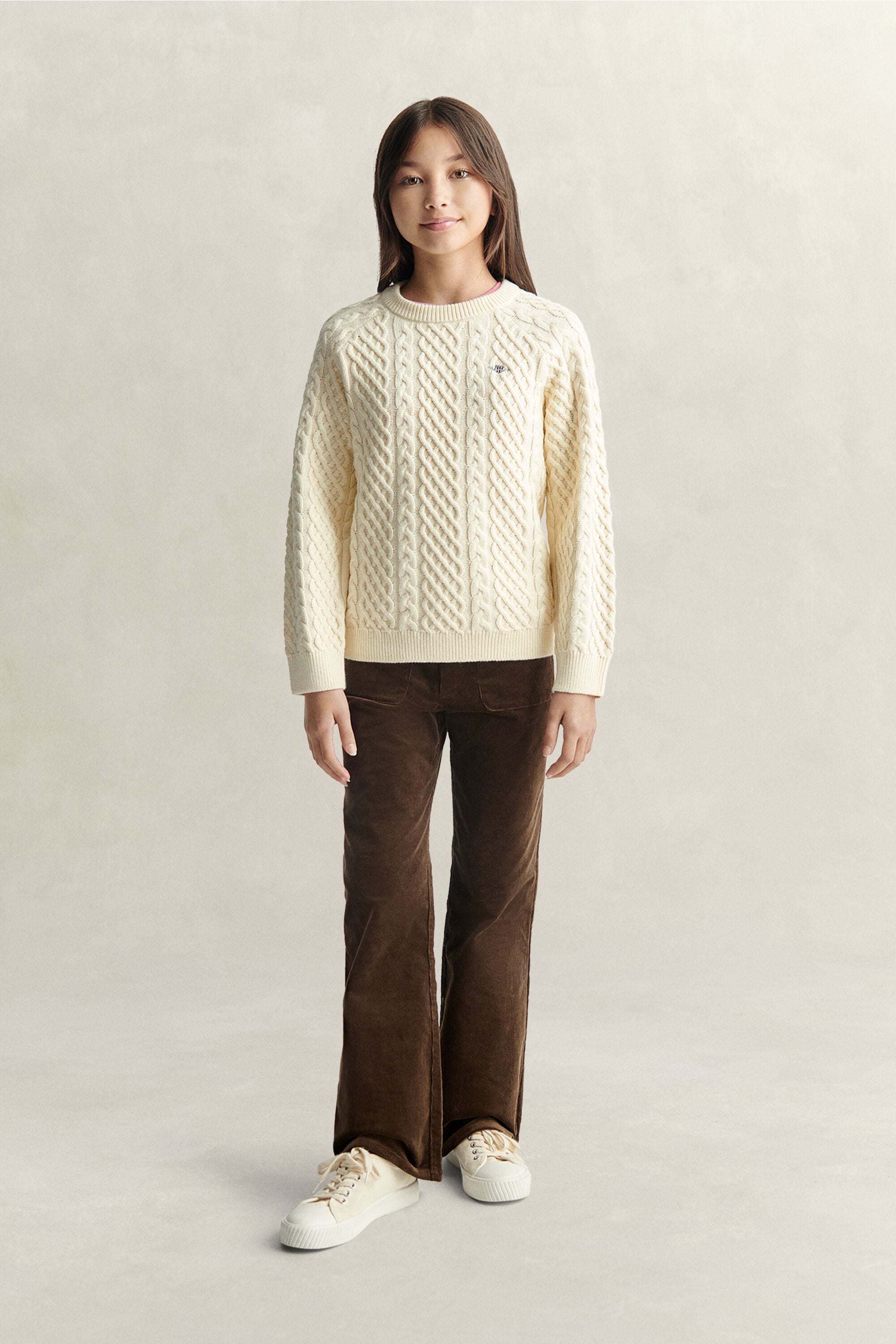 Teen Girls Pullover mit Zopfmuster