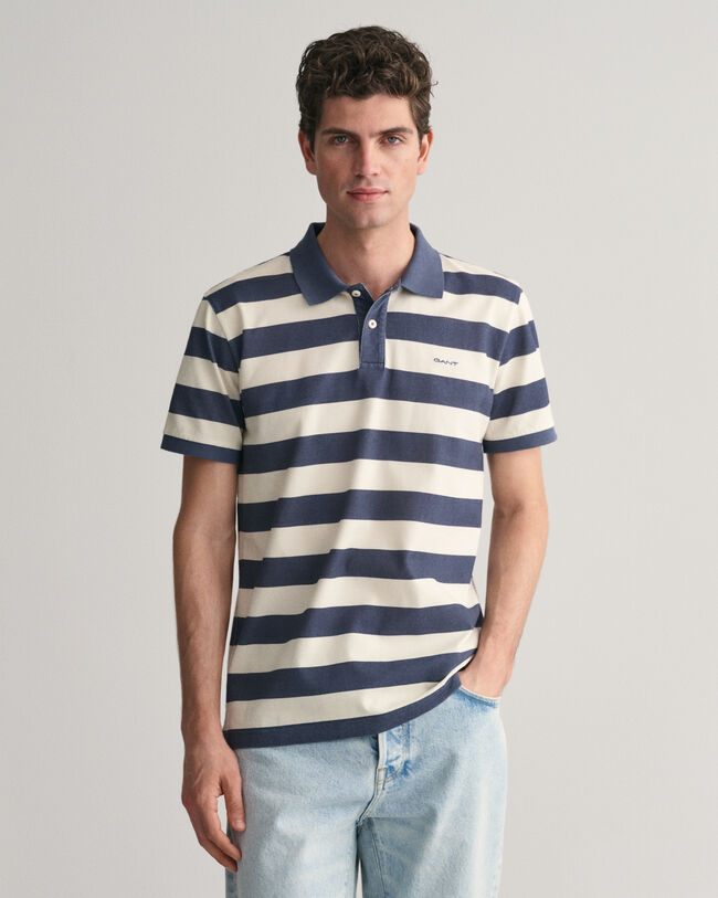 Heavy Washed Poloshirt mit Streifen