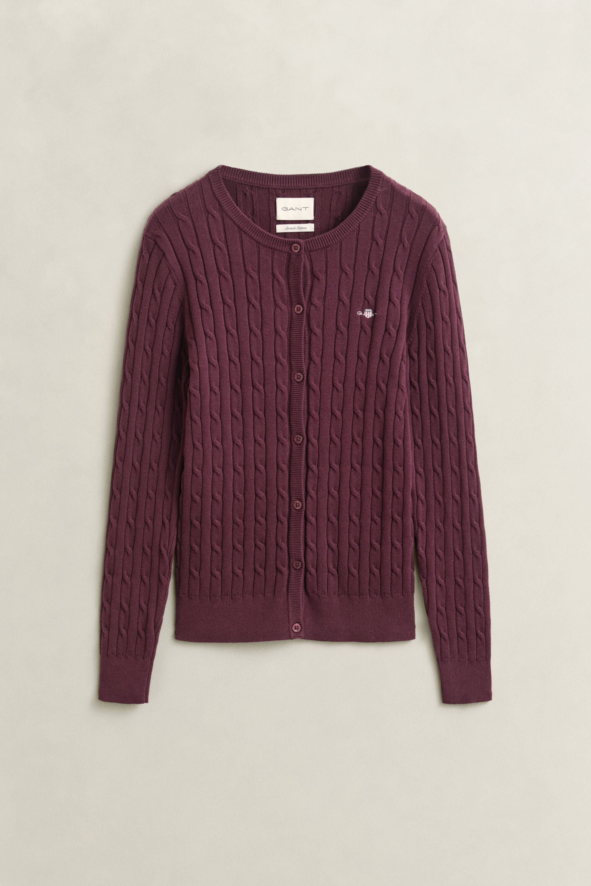 Strickjacke aus Stretch-Baumwolle mit Zopfmuster