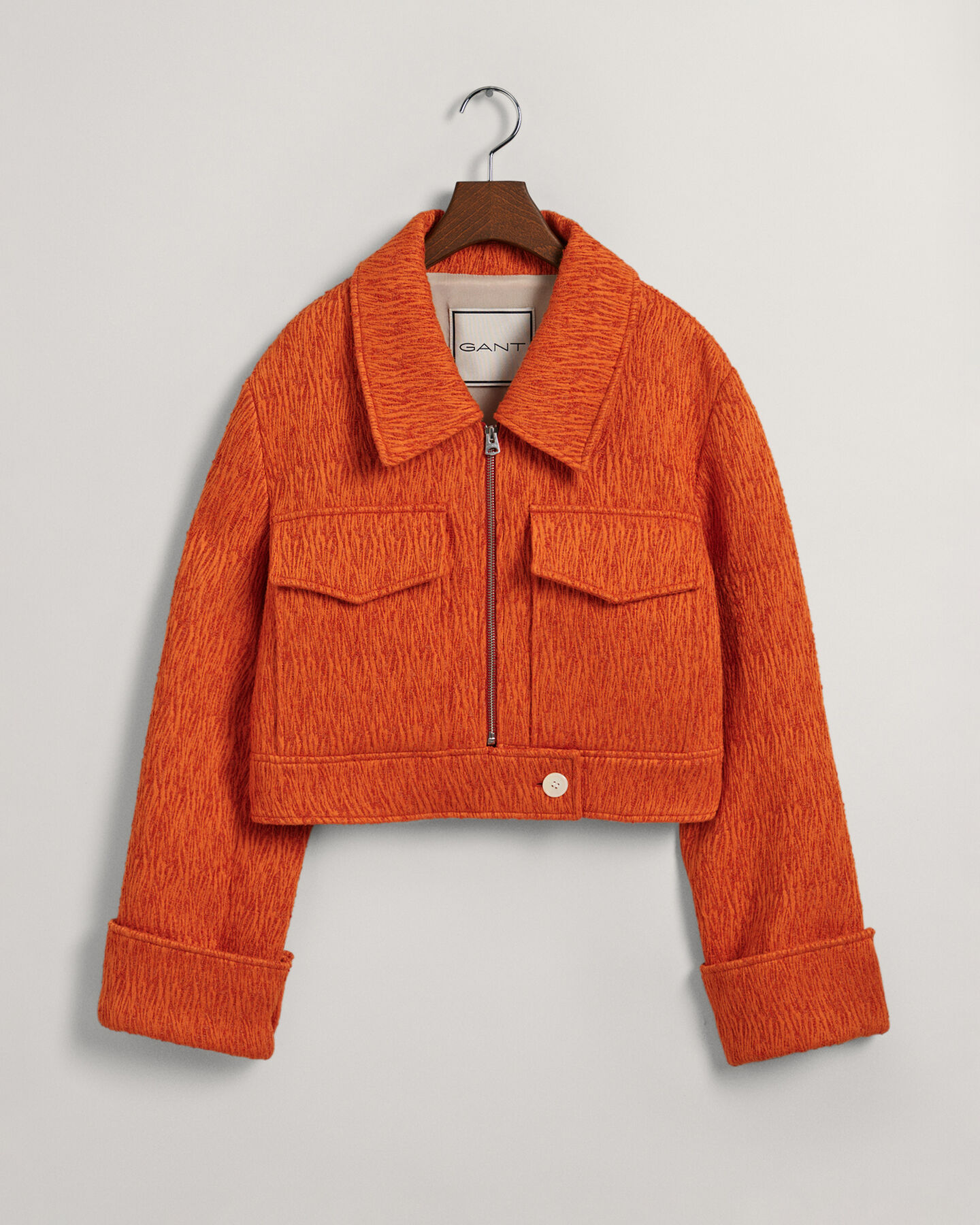 Verkürzte Bouclé Jacke