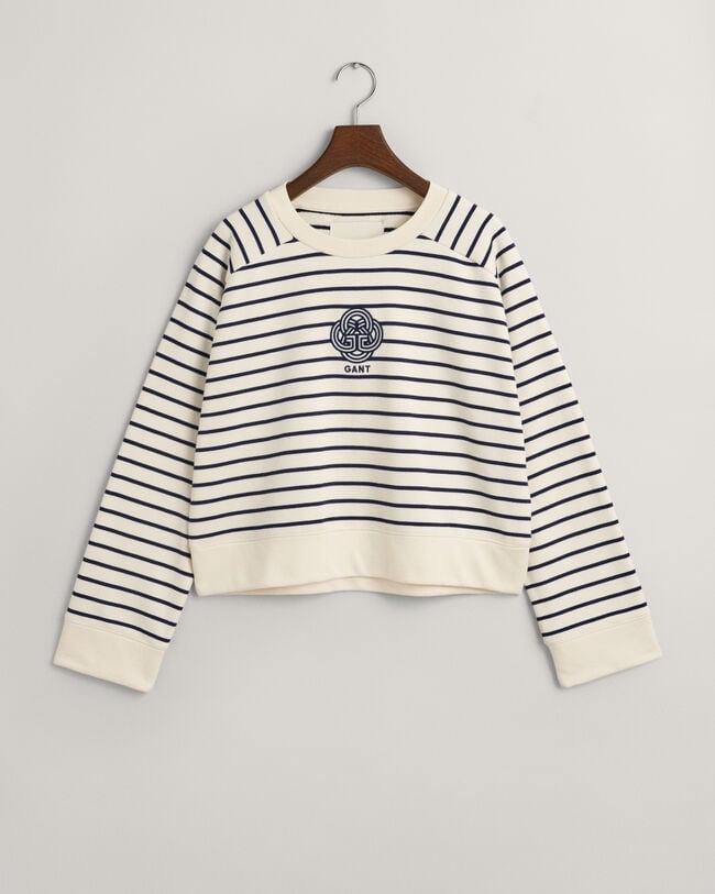 Monogram Rundhals-Sweatshirt mit Streifen