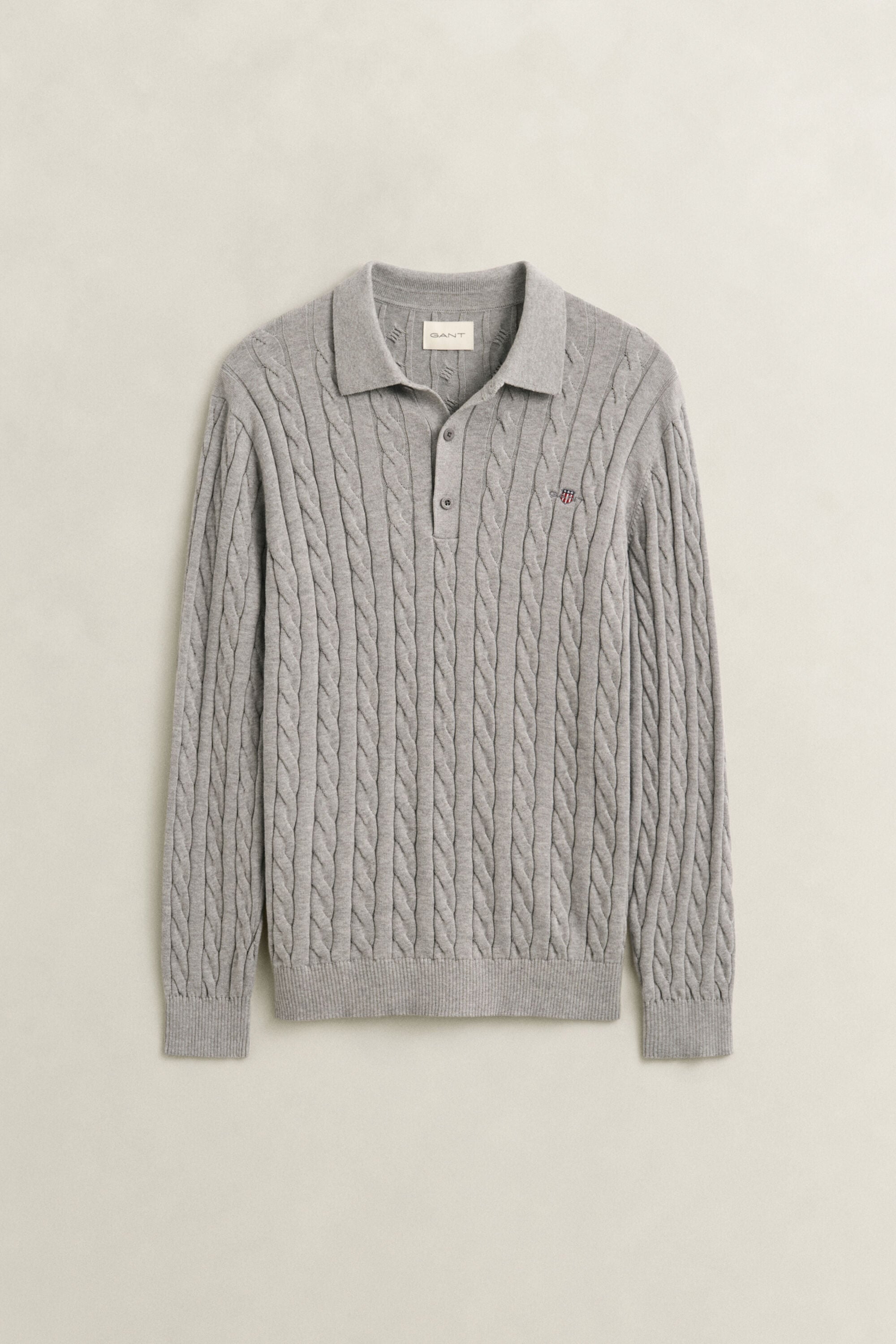 Zopfstrick Polopullover aus Baumwolle