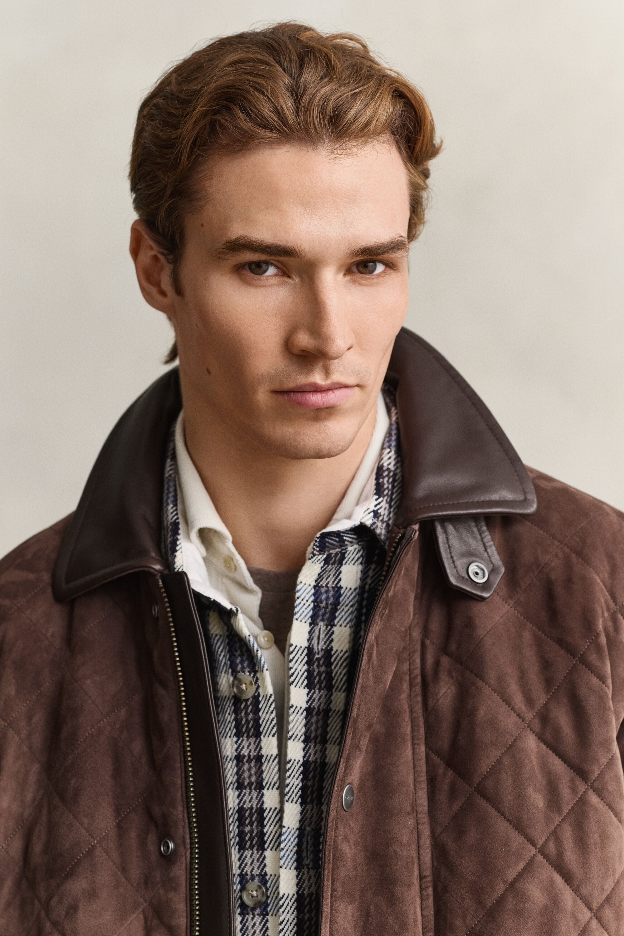 Gesteppte Jacke aus Veloursleder