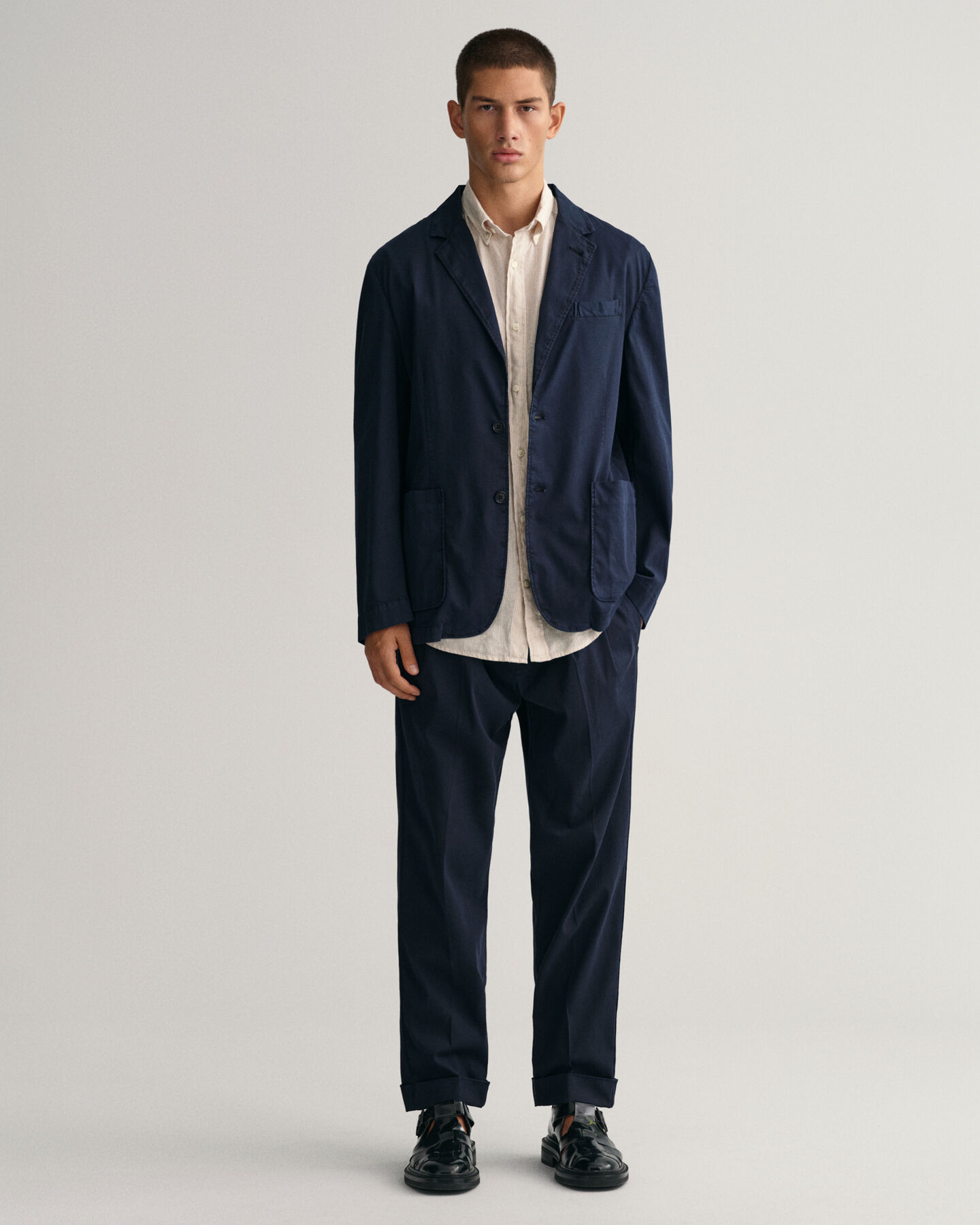 Regular Fit Kurzarm-Leinenhemd mit Streifen