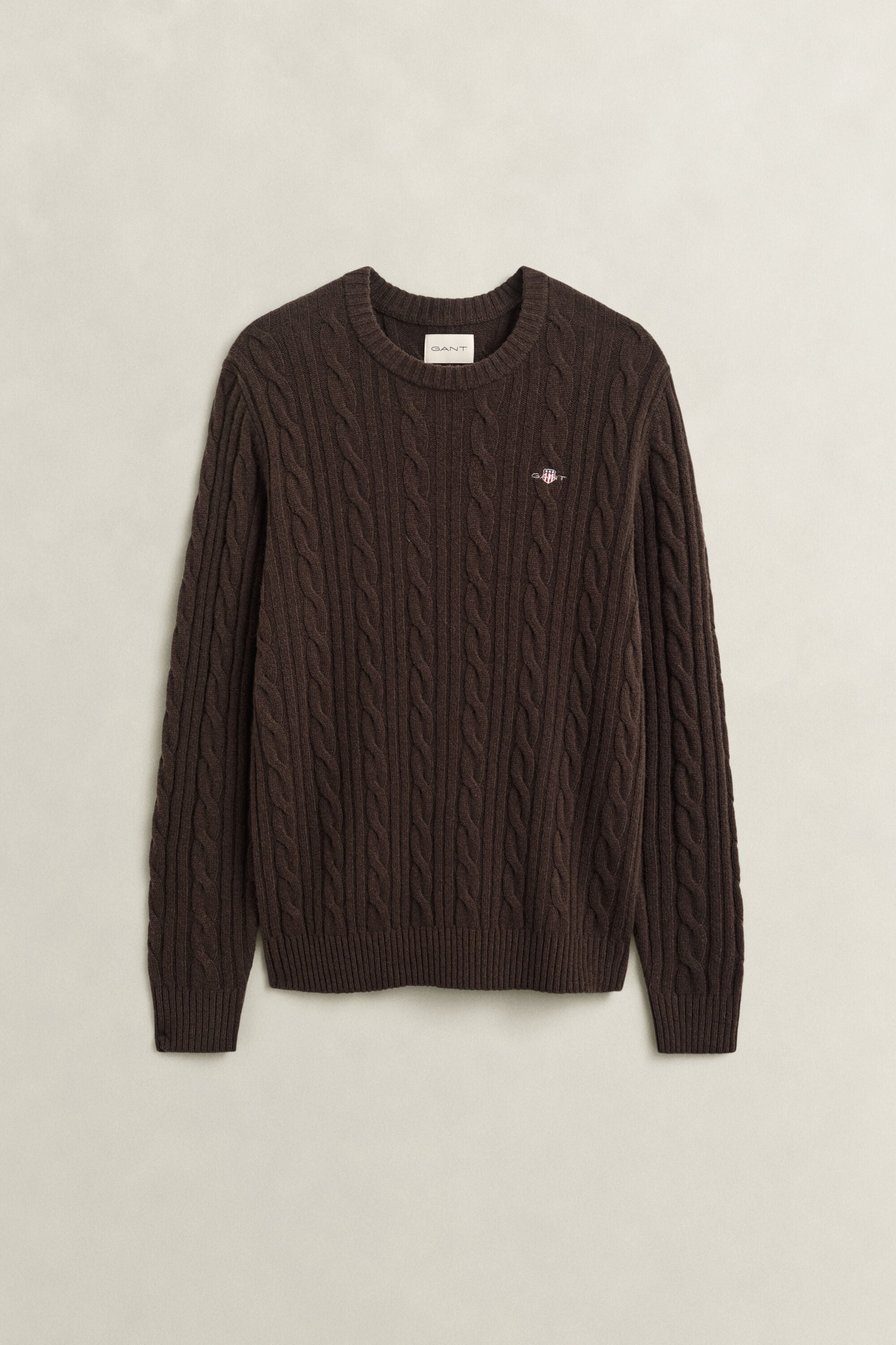 Lambswool Zopfstrick Rundhalspullover