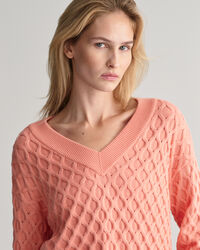 Strukturstrick V-Neck Pullover
