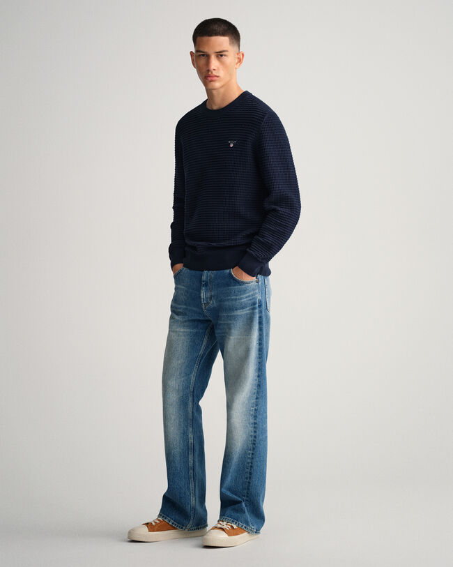 Struktur Rundhalspullover aus Baumwolle