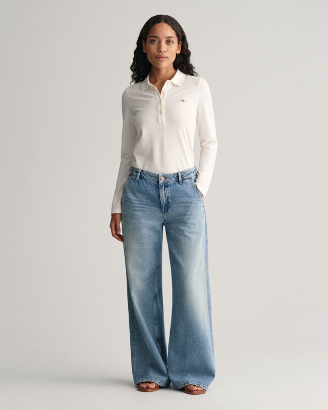 Shield Piqué Langarm-Poloshirt