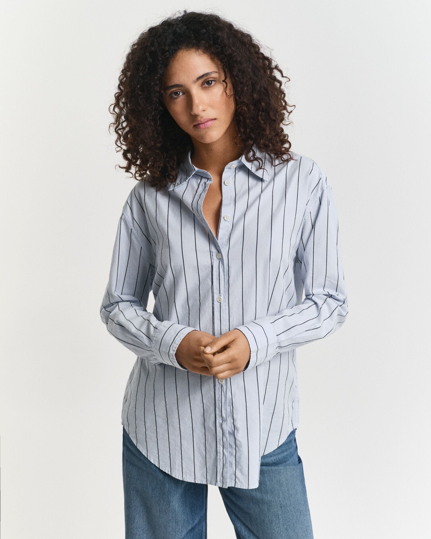 Gestreifte Relaxed Fit Luxury Oxford-Bluse