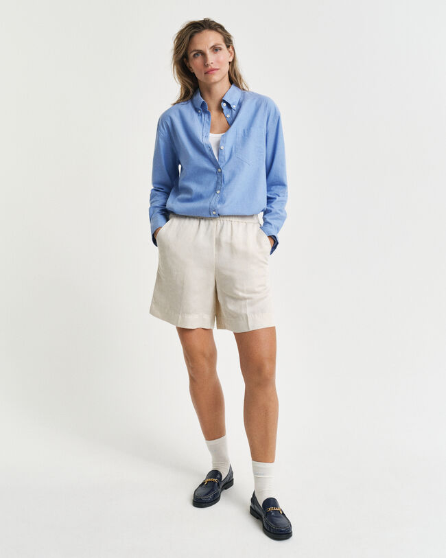 Relaxed Fit Leinenmix Pull-On Shorts