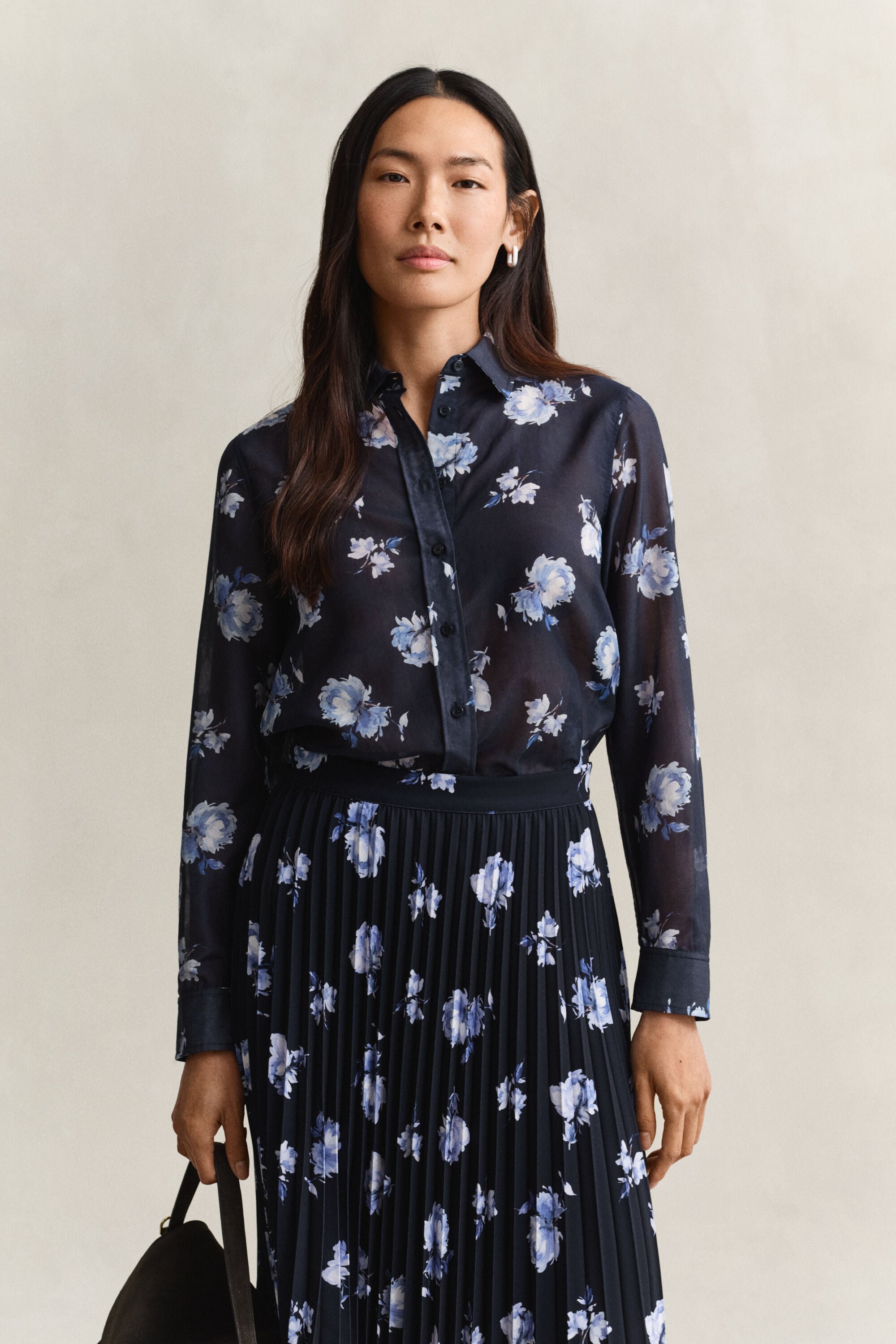 Bluse aus Baumwoll-Seiden-Mix mit Blumenprint