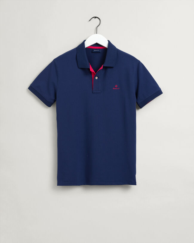 Piqué Rugger Poloshirt mit Kontrastkragen