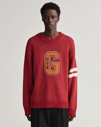 Oversized Letterman Rundhals-Sweatshirt