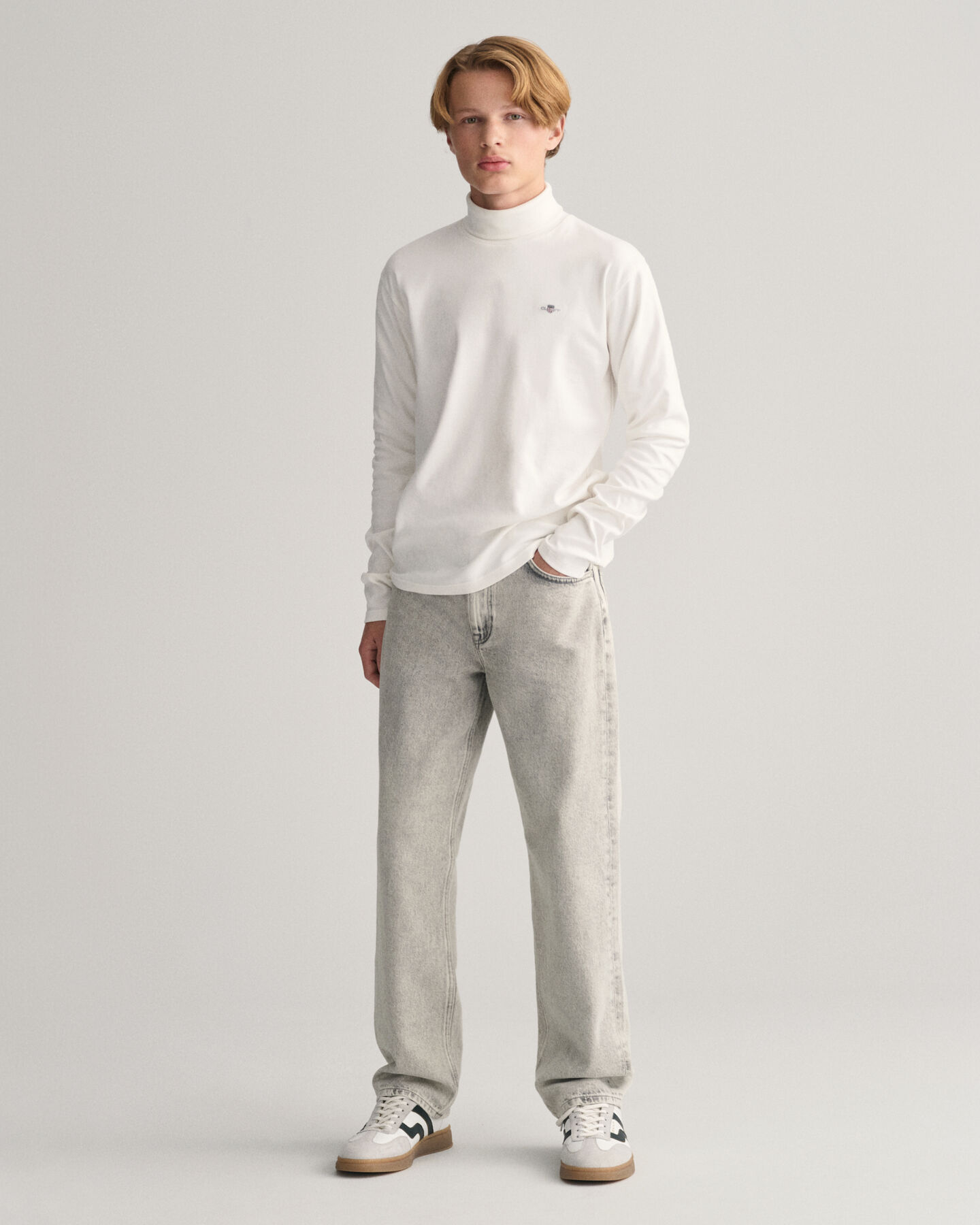 Teens Shield Stehkragen-Langarmshirt