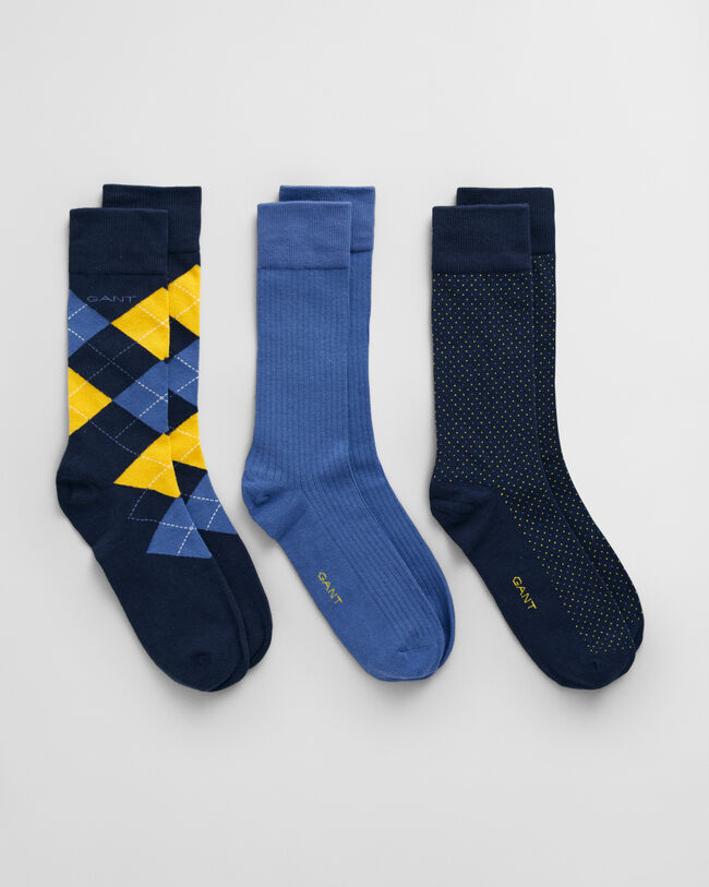 3er-Pack Argyle Socken in Geschenkbox