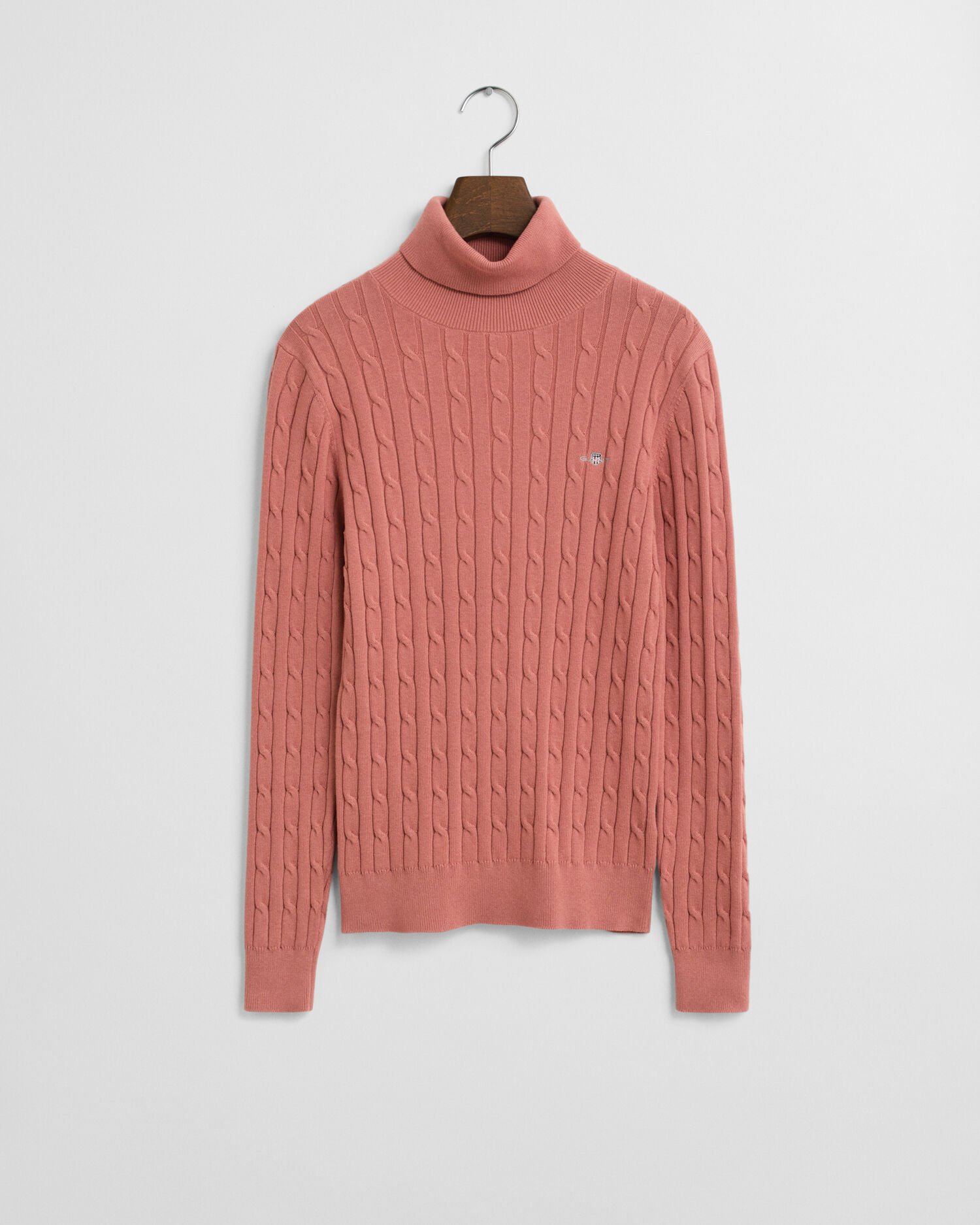 Zopfstrick Rollkragenpullover aus Stretch-Baumwolle