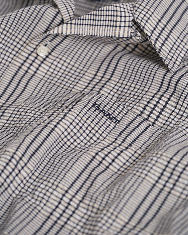 Relaxed Fit Seersucker Kurzarmhemd mit Karomuster