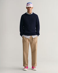 Zopfstrick Rundhalspullover aus Baumwolle