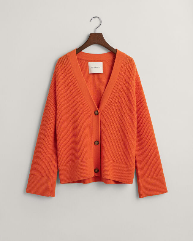 Gerippte Strickjacke aus Wolle