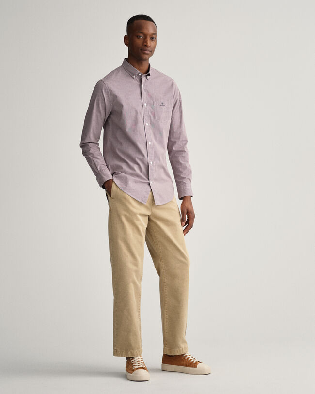 Regular Fit Popeline Hemd mit kleinem Vichy-Karo