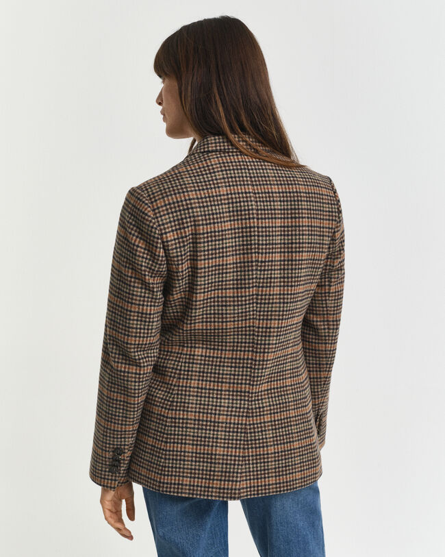 Regular Fit Houndstooth Blazer aus Wolle