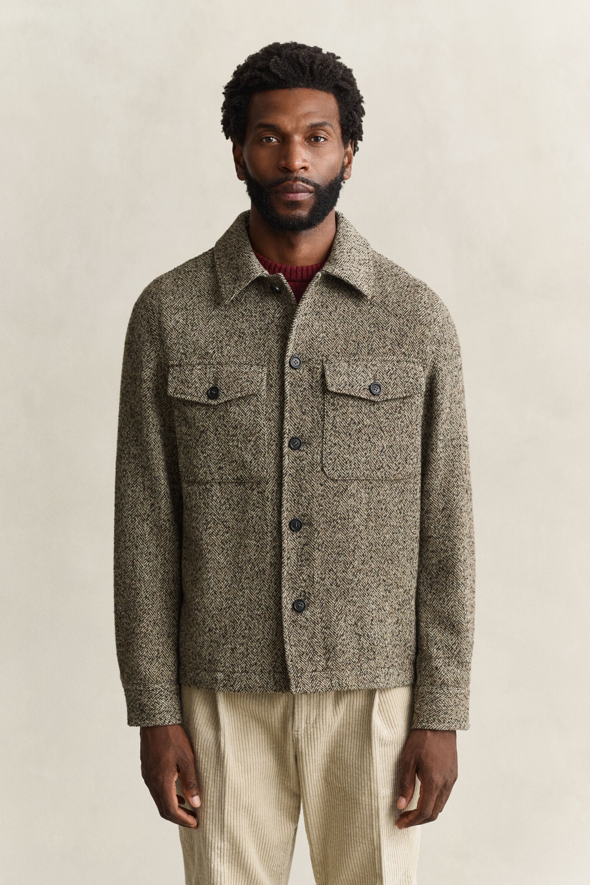 Hemdjacke mit Fischgrätmuster