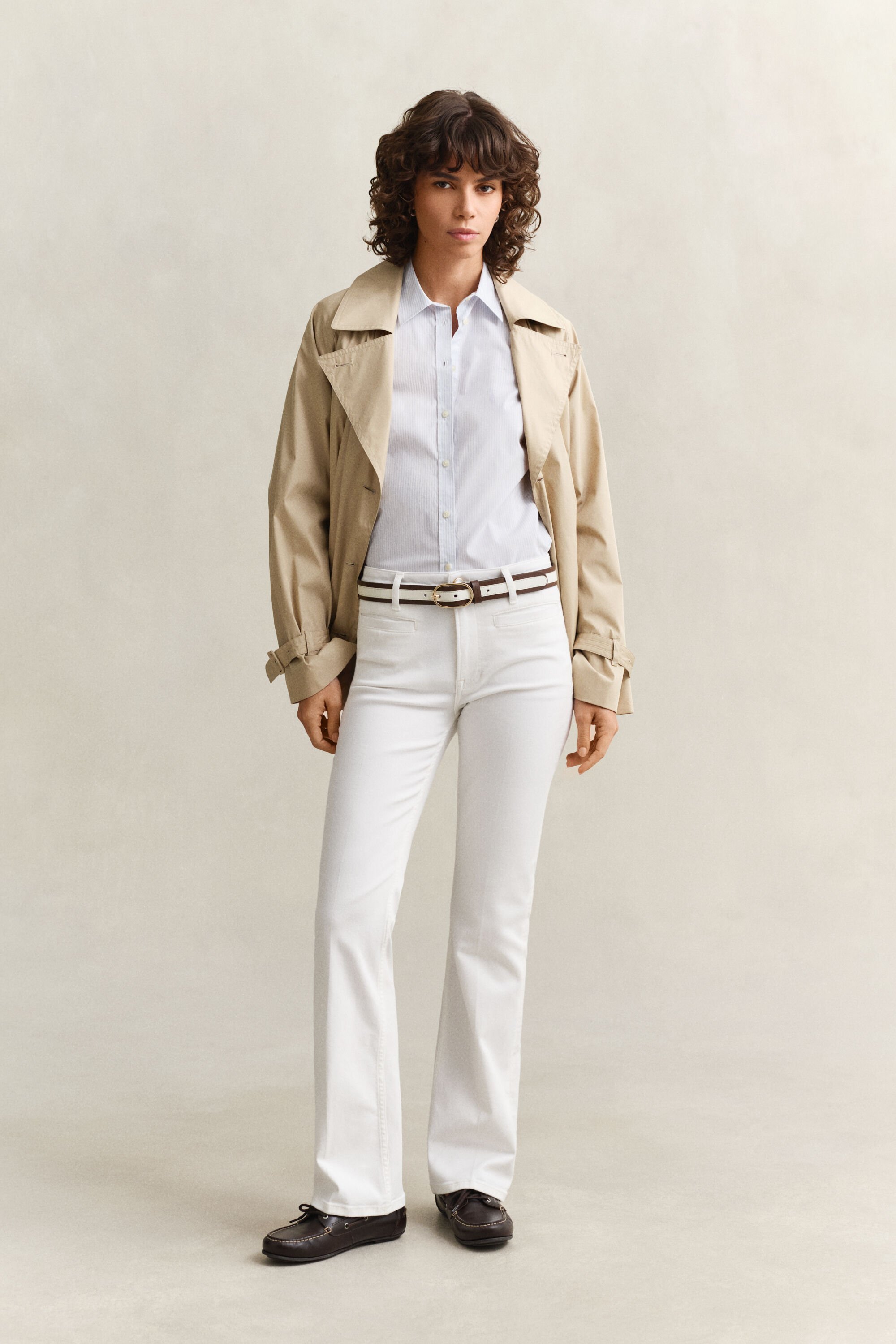 Slim Fit Popeline Bluse mit Streifen