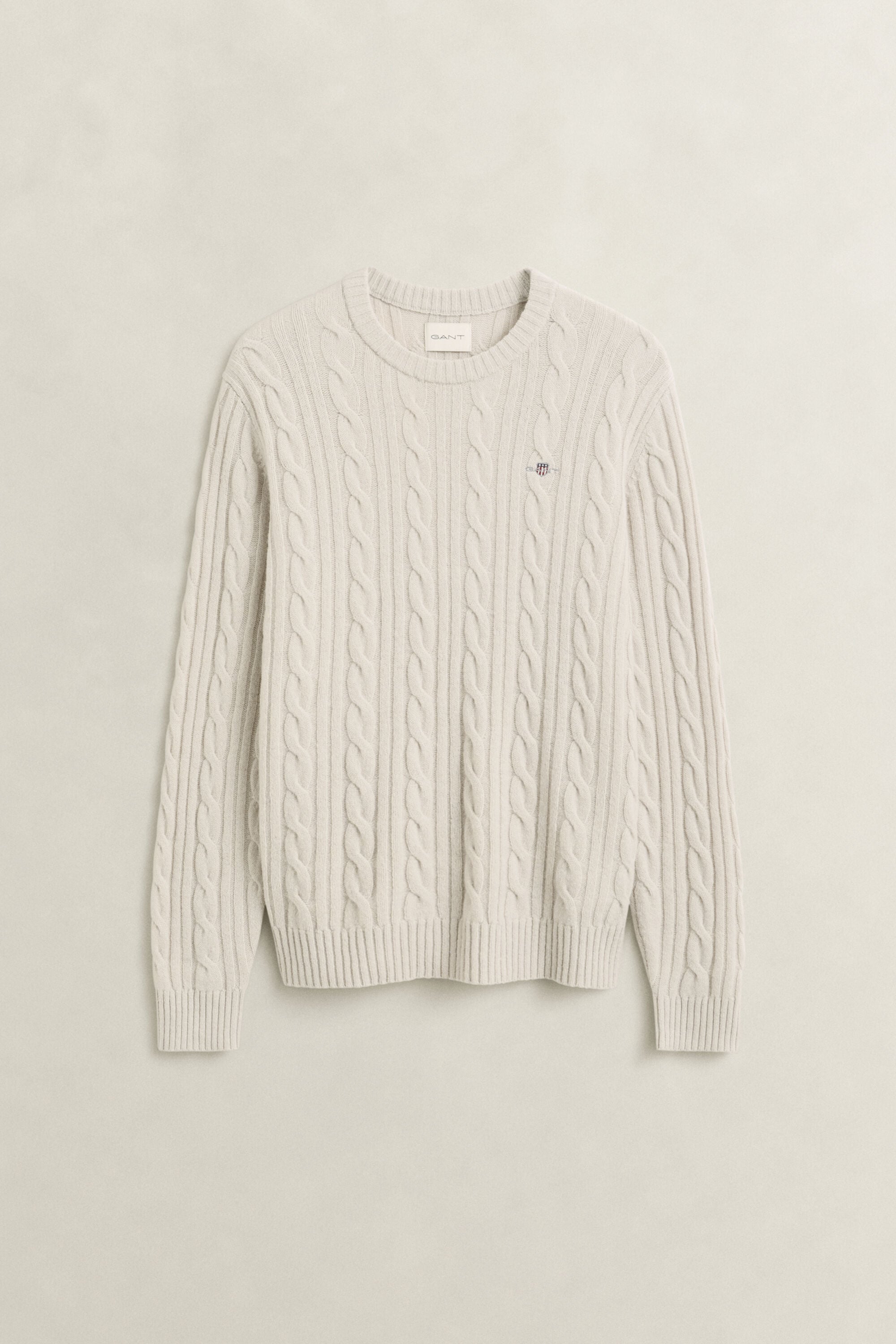 Lambswool Zopfstrick Rundhalspullover