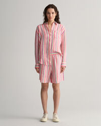 Mehrfarbig gestreifte Pull-On Leinen Shorts