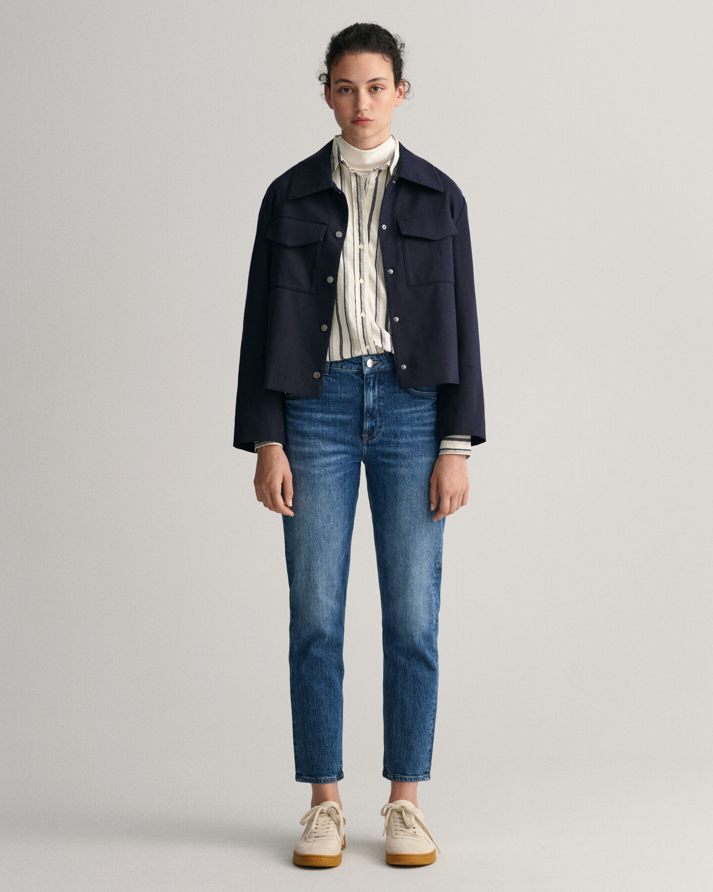 Regular Fit Rope Bluse aus Baumwoll-Voile