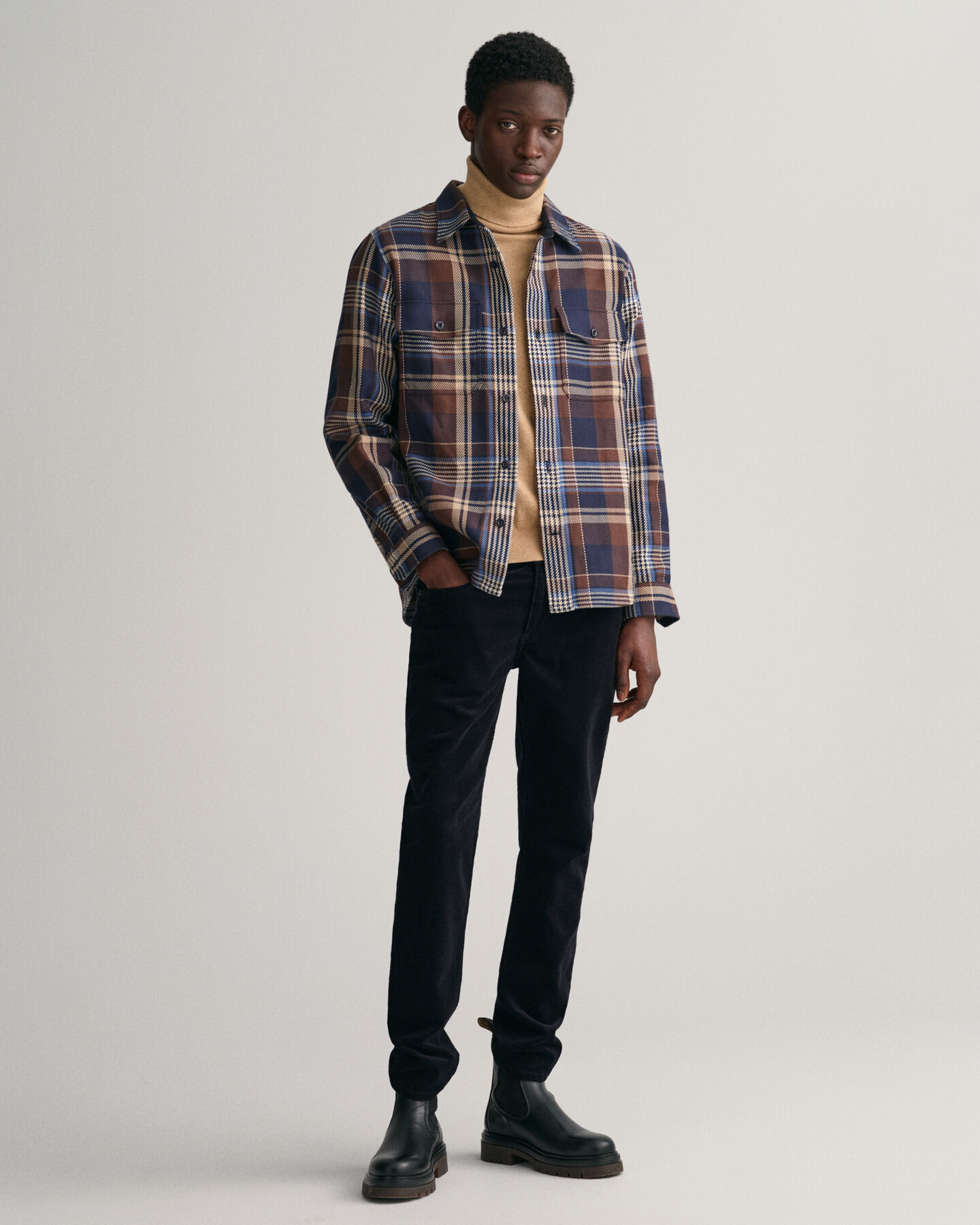 Hemdjacke aus schwerem Twill mit Karomuster