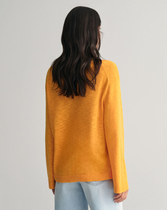 V-Neck Pullover aus Leinenmischgewebe