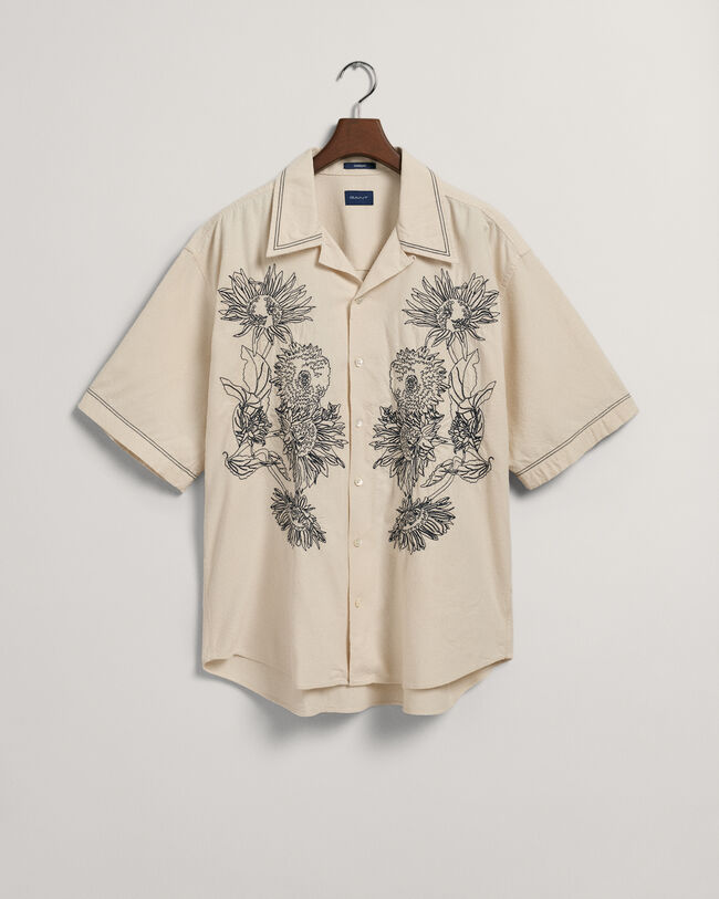 Oversized Kurzarmhemd mit Stickerei