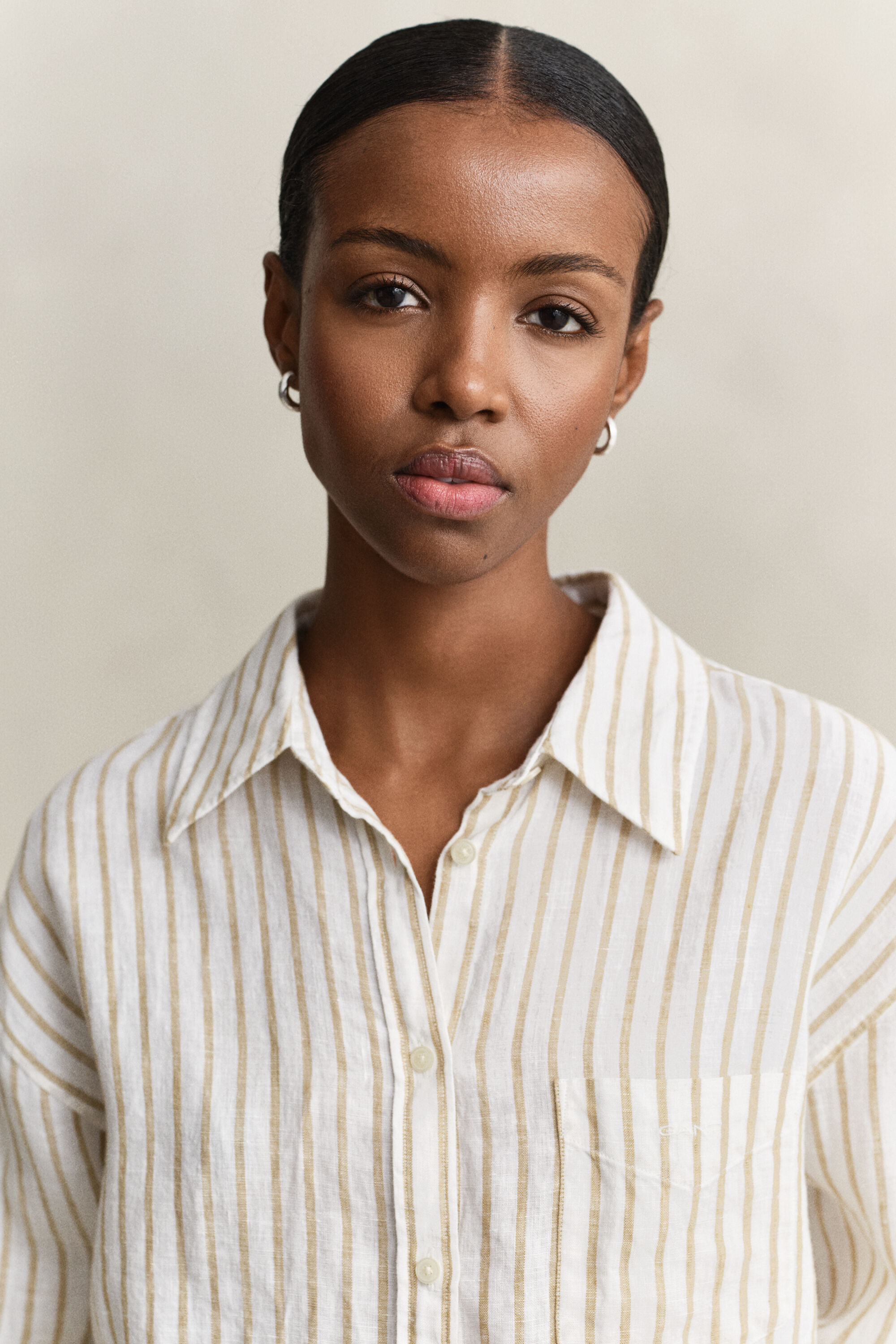 Relaxed Fit Leinen Bluse mit Streifen