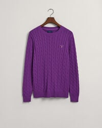 Zopfstrick Rundhalspullover aus Baumwolle