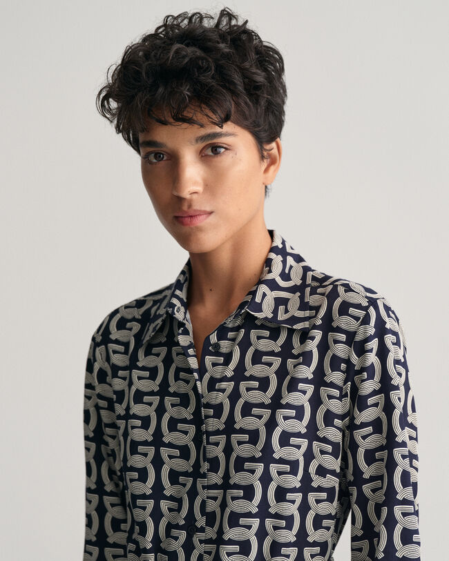 G Patterned Hendblusenkleid