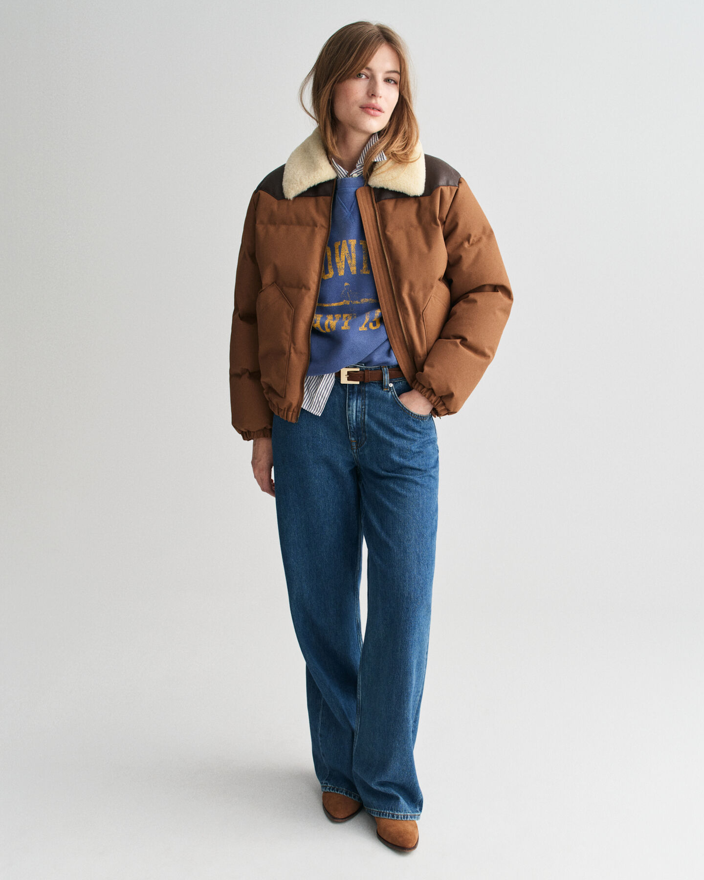 Wattierte Jacke mit Kunstfellkragen