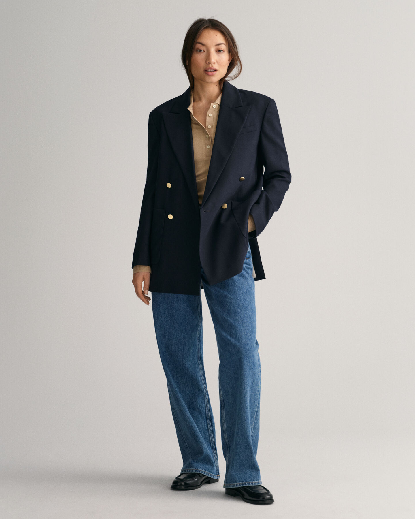 Verziertes Langarm-Poloshirt mit Kragen