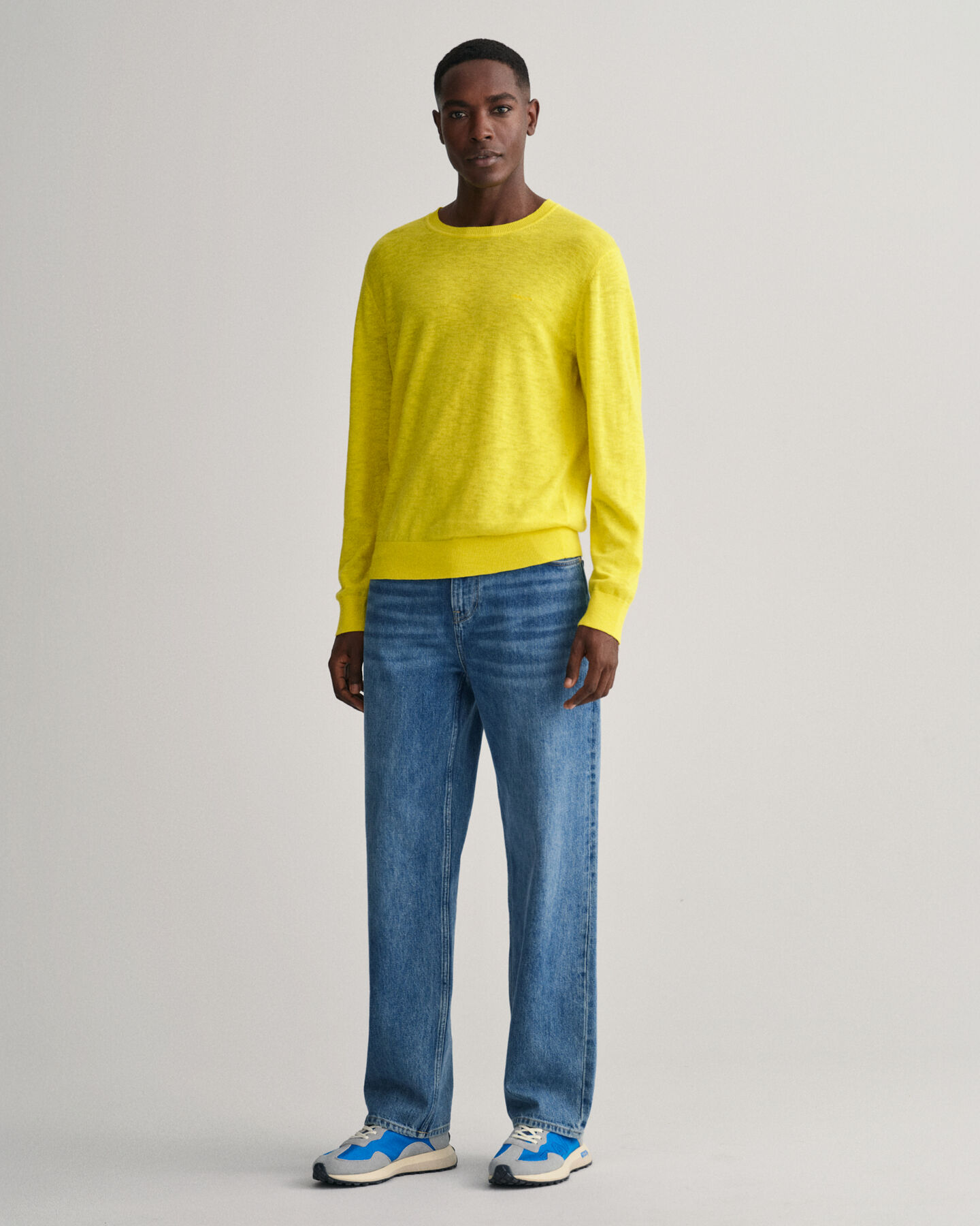 Baumwoll Leinen Rundhalspullover