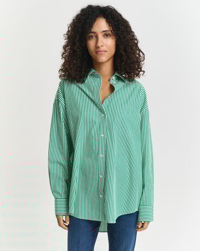 Oversized Classic Popeline Bluse mit Streifen